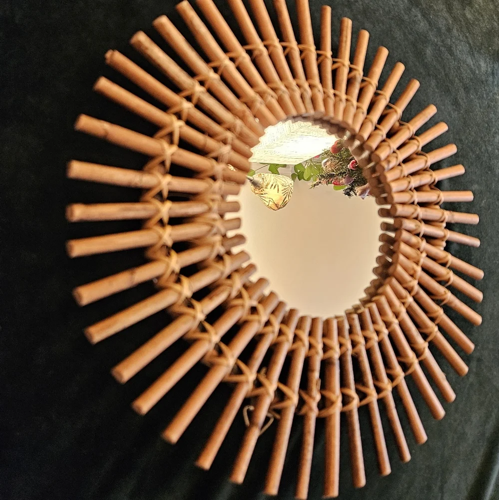 World Market Bamboo round rattan mirror small